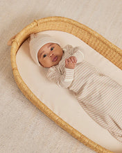 Load image into Gallery viewer, Quincy Mae - Knotted Baby Gown + Hat Set - Oat Stripe