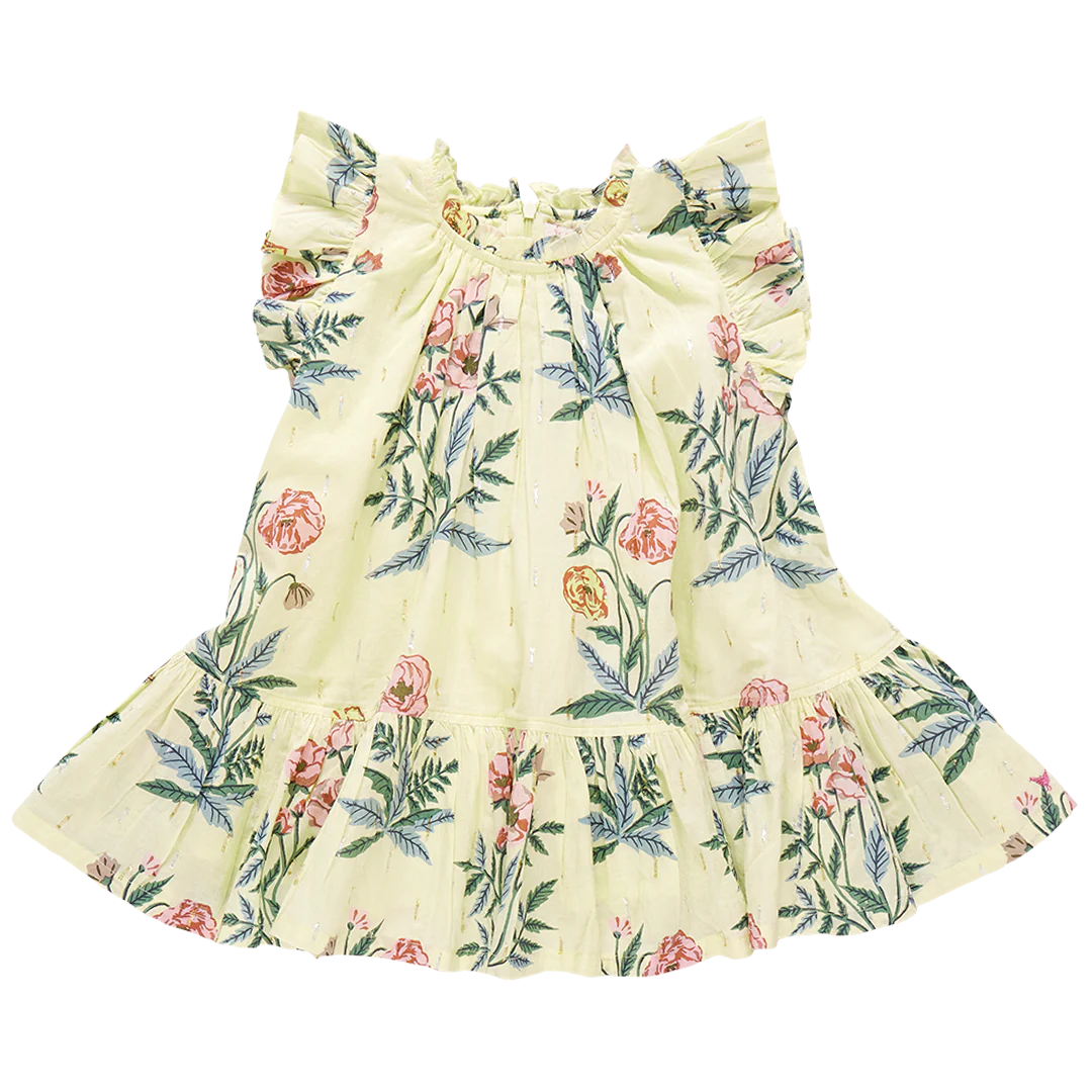 Pink Chicken - Girls Harper Dress - Pale Yellow Poppy