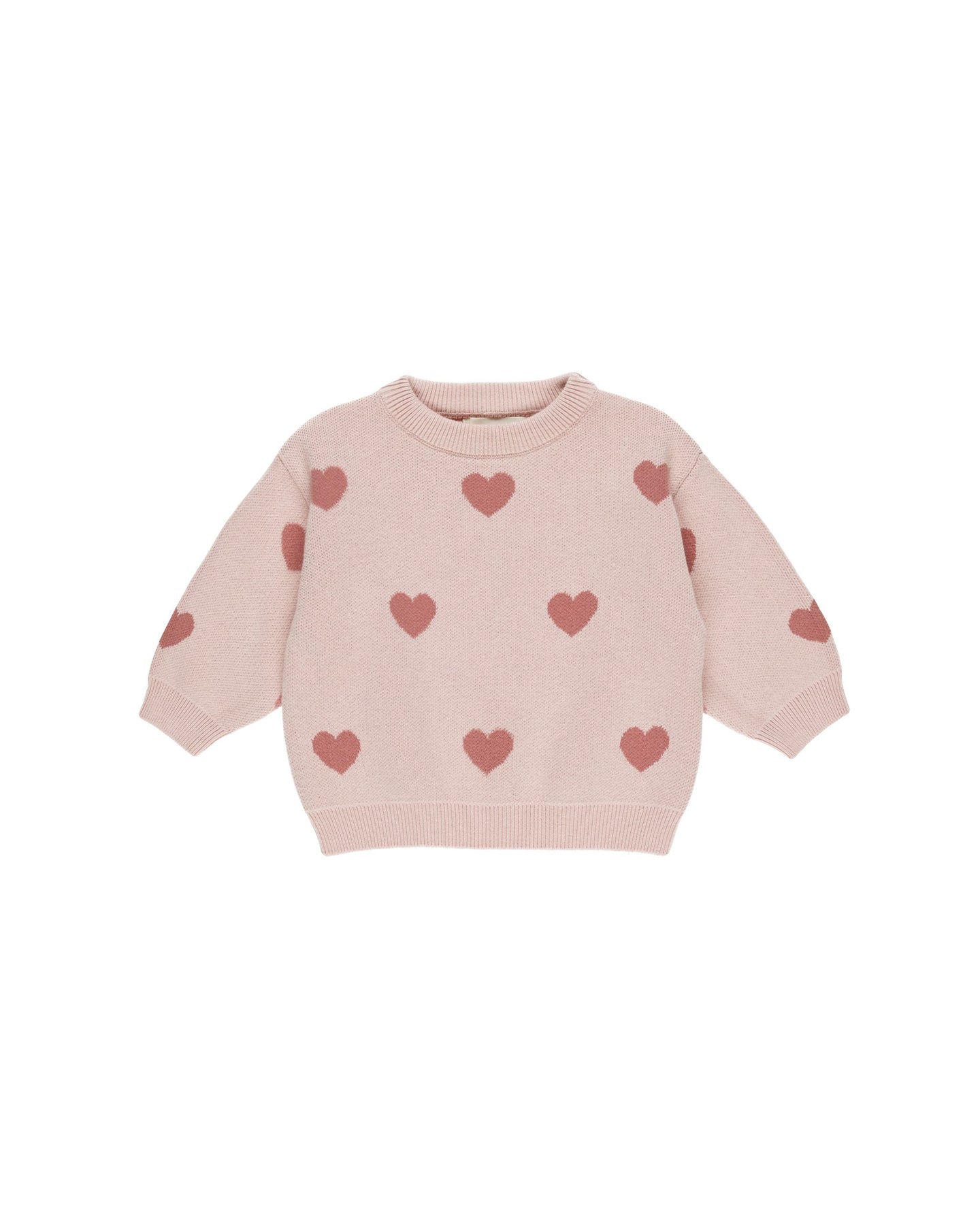 Quincy Mae - Organic Heart Knit Sweater - Bubblegum