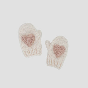 The Blueberry Hill - Heart Mittens - Blush