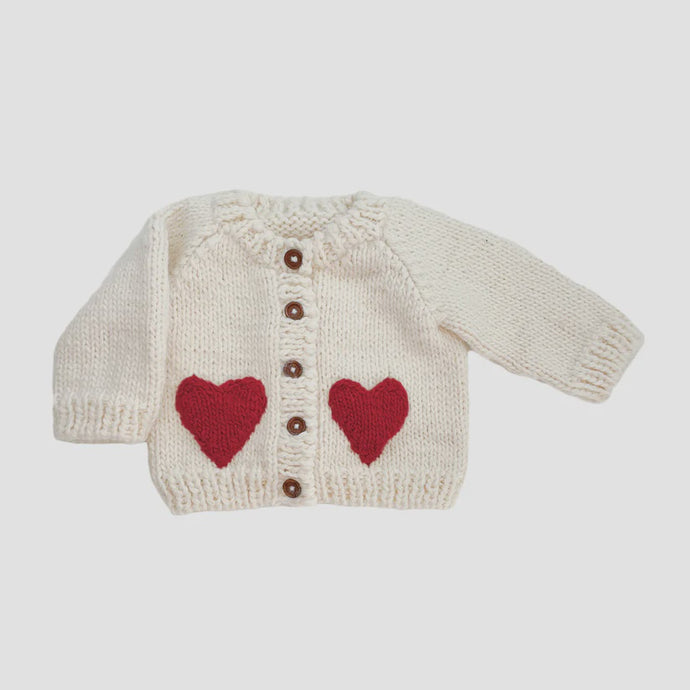 The Blueberry Hill - Heart Cardigan - Red