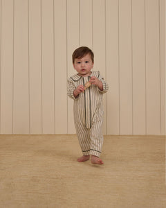 Rylee + Cru - Baby Pajama Romper - Forest Pinstripe