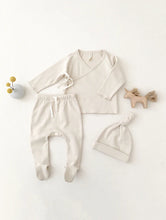 Load image into Gallery viewer, Quincy Mae - Ivory Wrap Top + Footed Pant Set