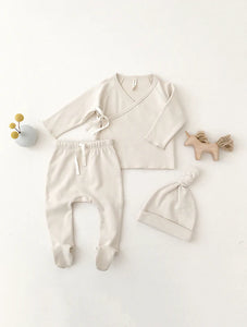 Quincy Mae - Ivory Wrap Top + Footed Pant Set