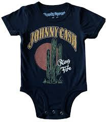 Rowdy Sprout - Johnny Cash Ring Of Fire Organic SS Onesie - Jet Black