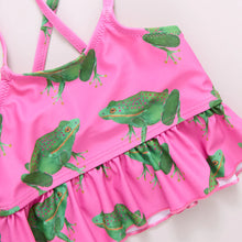Load image into Gallery viewer, Pink Chicken - Girls Joy Tankini - Magenta Pink Frogs