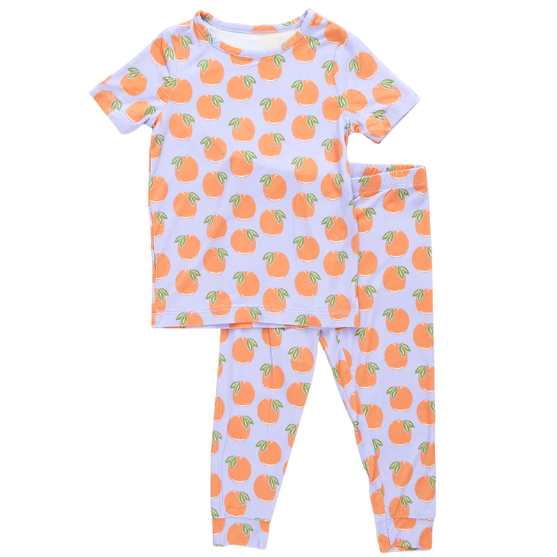 Pink Chicken - Kids Bamboo PJ Set - Lavender Oranges