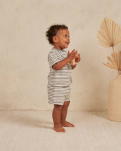 Load image into Gallery viewer, Quincy Mae - Organic Boxy Tee + Short Set - Lagoon Stripe
