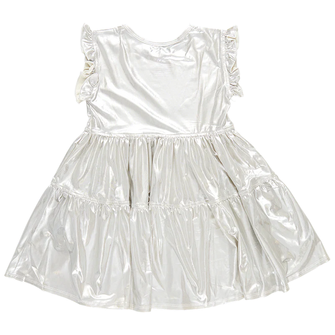 Pink Chicken - Girls Lame Polly Dress - Champagne