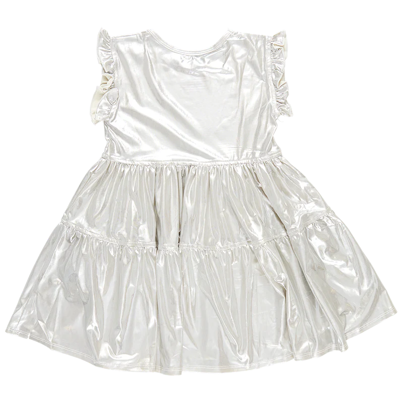 Pink Chicken - Girls Lame Polly Dress - Champagne