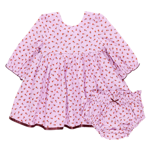 Pink Chicken - Baby Girls Amma Dress Set - Lavender Tiny Roses