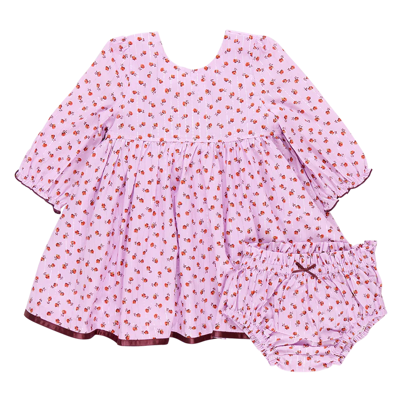 Pink Chicken - Baby Girls Amma Dress Set - Lavender Tiny Roses