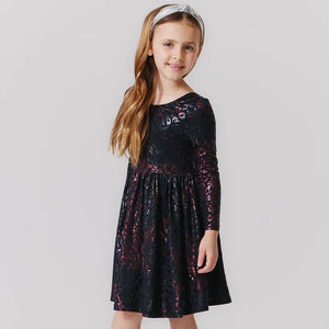 Pink Chicken - Girls Lame Steph Dress - Leopard Spots