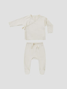 Quincy Mae - Ivory Wrap Top + Footed Pant Set