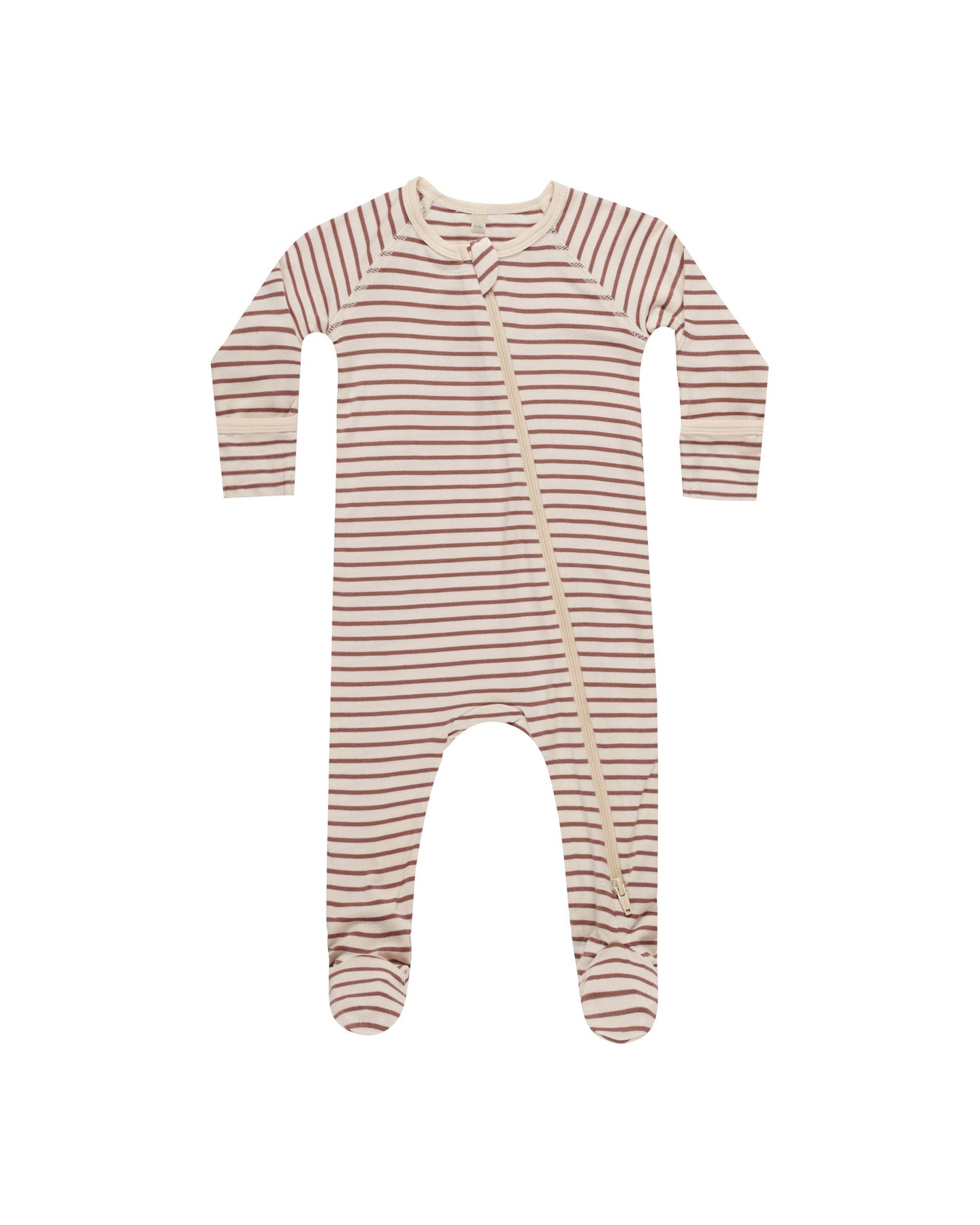 Quincy Mae - Bamboo Zip Footie - Candy Cane Stripe