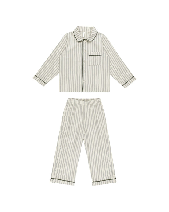 Rylee + Cru - Long Sleeve Pajamas - Forest Pinstripe