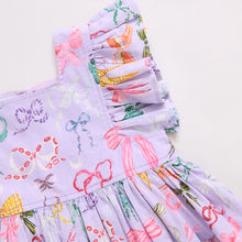 Load image into Gallery viewer, Pink Chicken - Girls Elsie Dress - Lavender Watercolor Bows