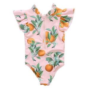Pink Chicken - Girls Jennifer Suit - Pink Botanical Oranges