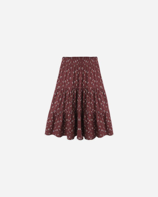 Rylee + Cru - Ruffle Tiered Midi Skirt - Harvest Berry