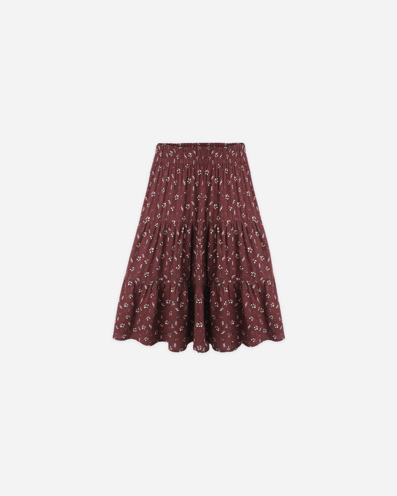 Rylee + Cru - Ruffle Tiered Midi Skirt - Harvest Berry
