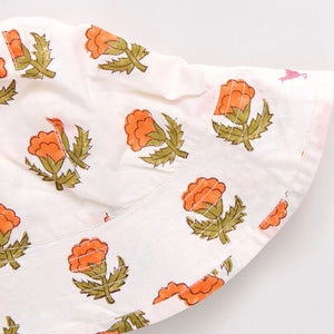 Pink Chicken - Baby Girls Sun Hat - Small Orange Bud