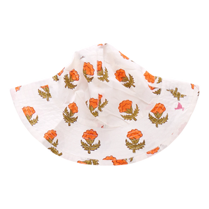 Pink Chicken - Baby Girls Sun Hat - Small Orange Bud