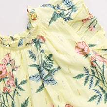 Load image into Gallery viewer, Pink Chicken - Girls Harper Dress - Pale Yellow Poppy