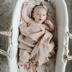 Mushie - Organic Cotton Muslin Swaddle Blanket - Pale Taupe