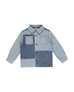 Patchwork Overshirt - Light Washed Denim