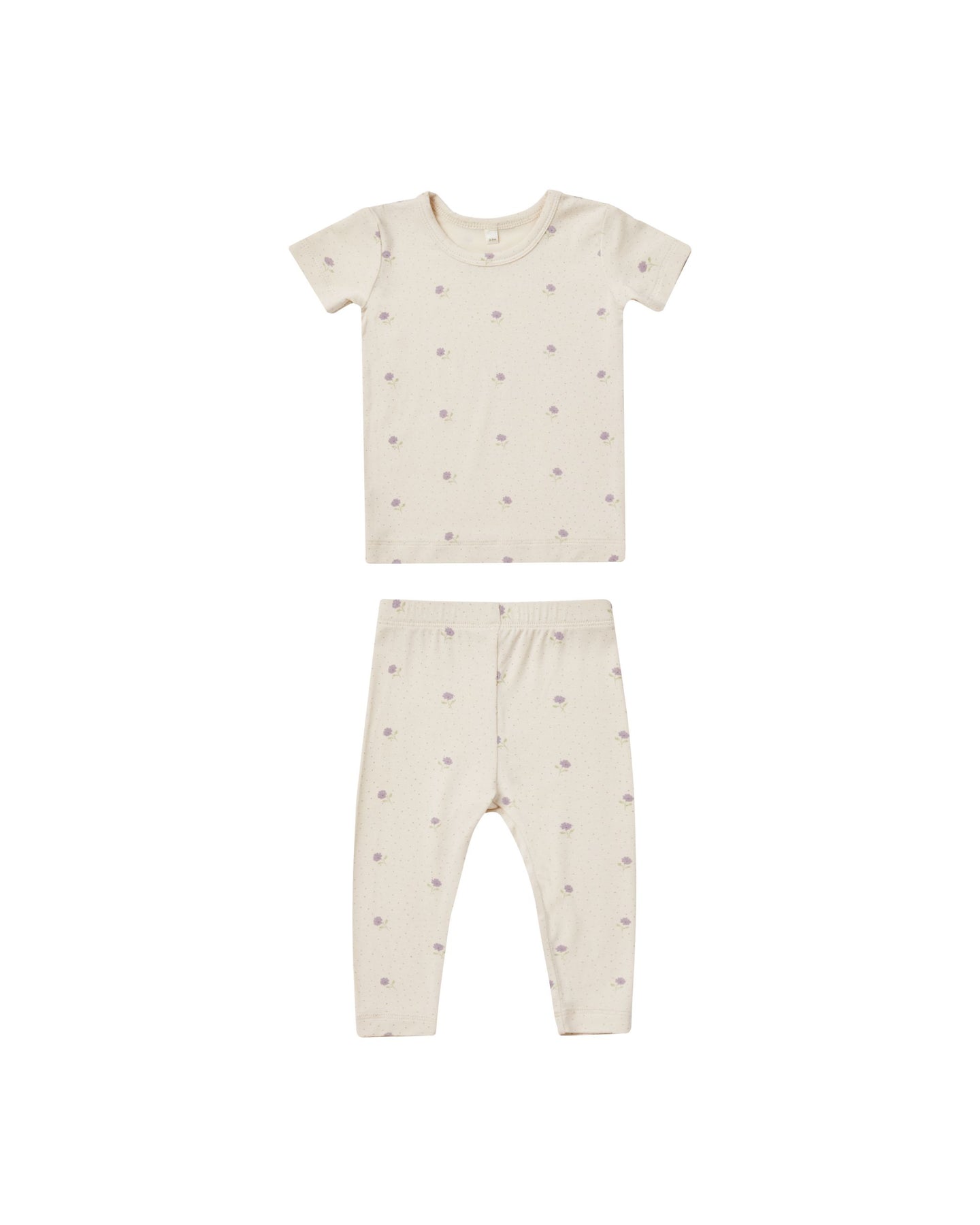 Quincy Mae - Bamboo Short Sleeve Pajama Set - Natural Sweet Pea