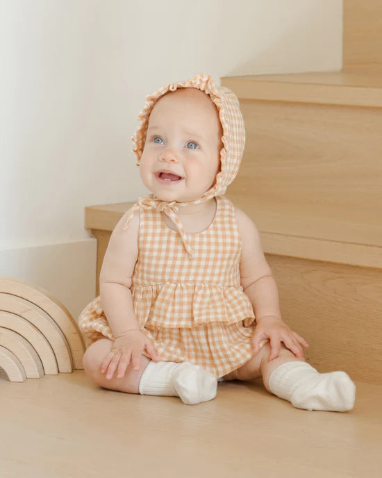 Quincy Mae - Organic Penny Romper - Melon Gingham – Jack + Emmy