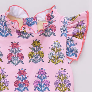 Pink Chicken - Girls Jennifer Surf  Suit - Pink Flowerette