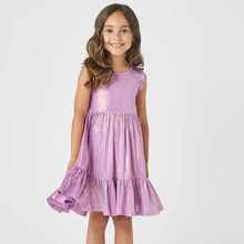 Load image into Gallery viewer, Pink Chicken - Girls Lame Kelsey Dress - Purple