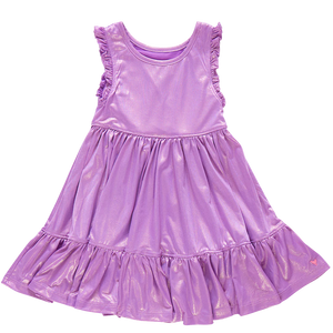 Pink Chicken - Girls Lame Kelsey Dress - Purple