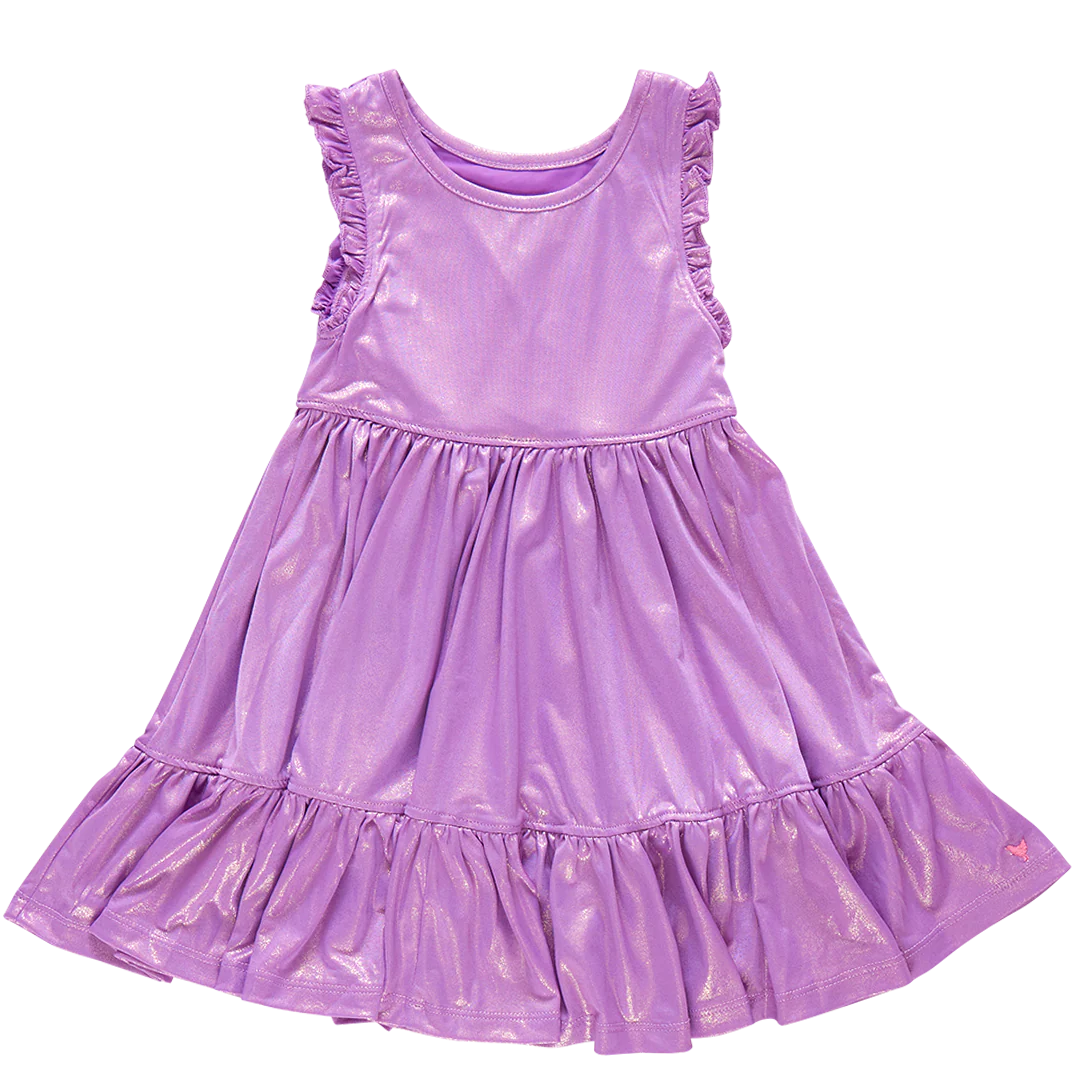 Pink Chicken - Girls Lame Kelsey Dress - Purple