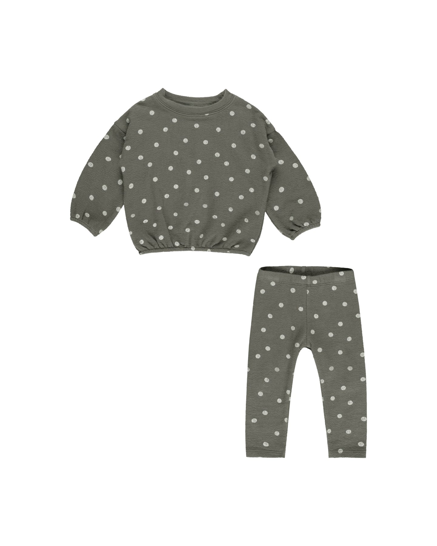 Rylee + Cru - Spongey Knit Set - Forest Polka Dot