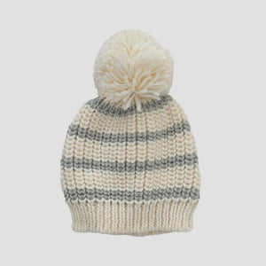 The Blueberry Hill - Rib Knit Striped Hat - Bowie Grey