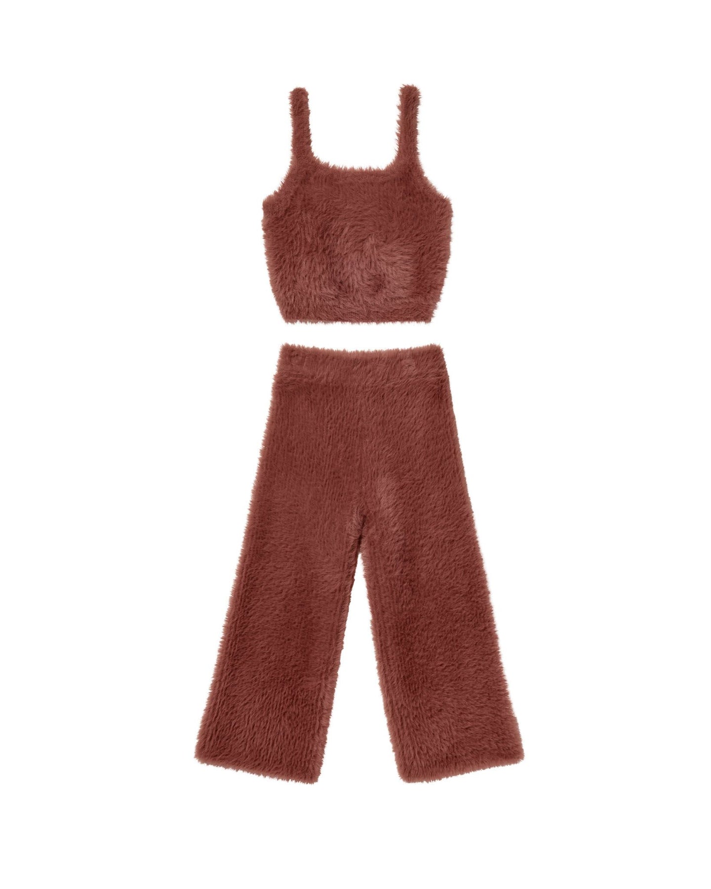 Rylee + Cru - Fuzzy Knit Lounge Set - Ruby