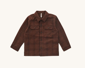 Rylee + Cru - Pocketed Corduroy Shirt - Brown Plaid