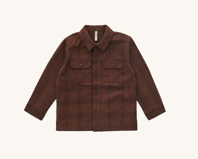 Rylee + Cru - Pocketed Corduroy Shirt - Brown Plaid