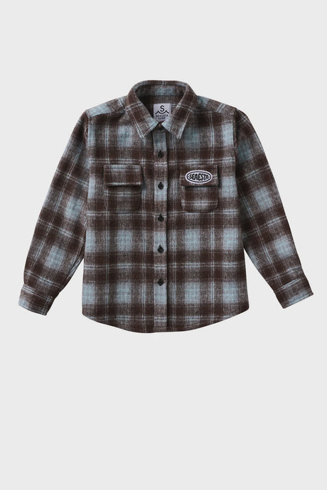 Patch Flannel Shirt - Sky Blue
