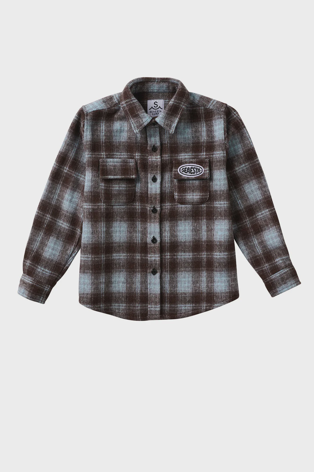 Patch Flannel Shirt - Sky Blue