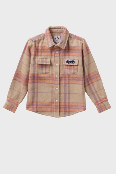 Seaesta Surf - Patch Flannel Shirt - Lavender