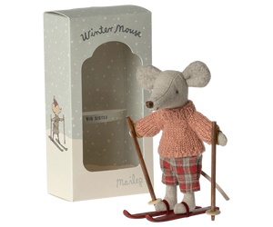 Maileg - Winter Mouse With Ski Set - Big Sister