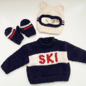 Bear Ski Goggles Baby Hat