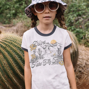 Tiny Whales - Desert Roads Ringer Tee - Natural / Vintage Black