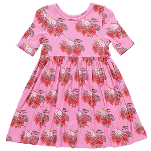 Pink Chicken - Girls Bamboo Steph Dress - Pink Wild Strawberries