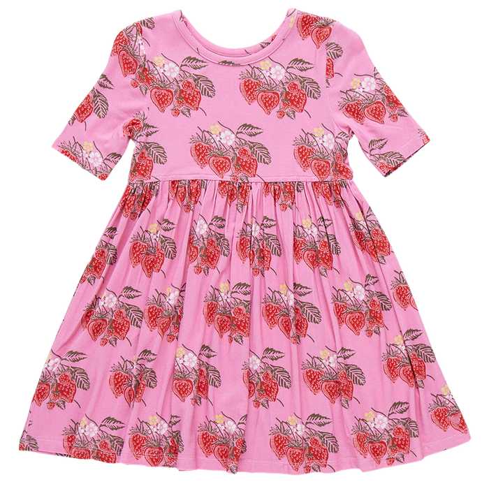 Pink Chicken - Girls Bamboo Steph Dress - Pink Wild Strawberries