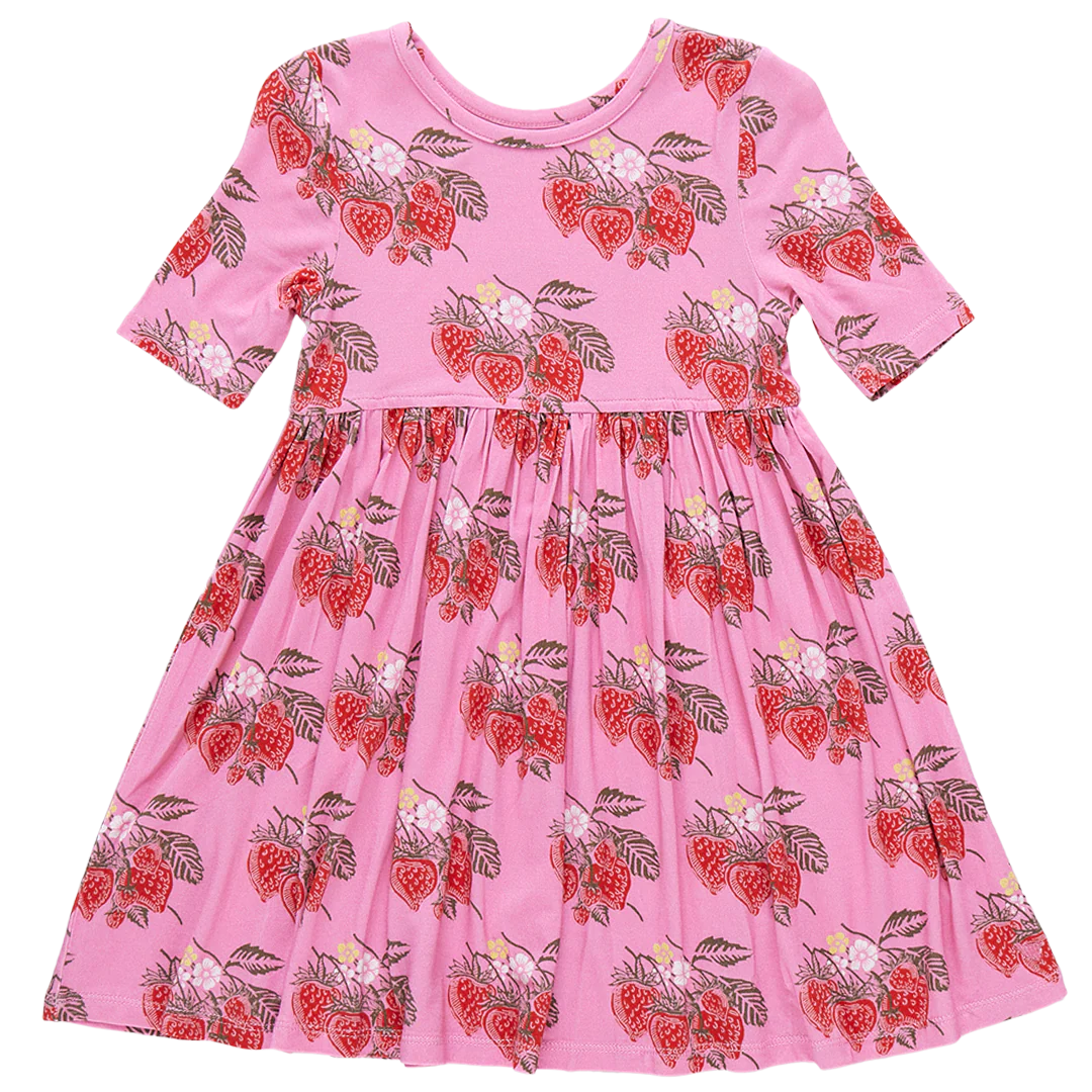 Pink Chicken - Girls Bamboo Steph Dress - Pink Wild Strawberries