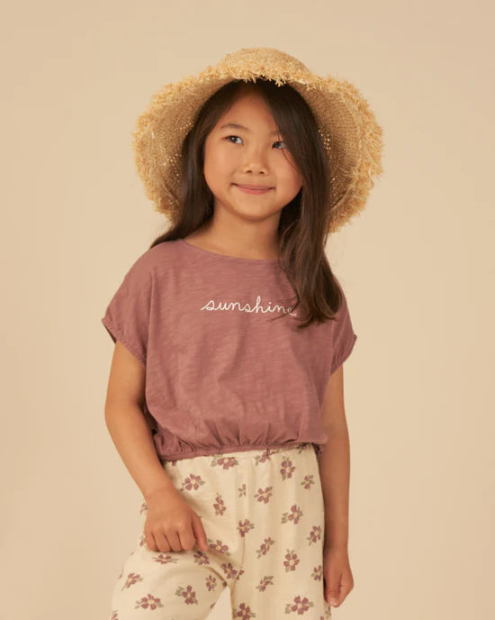 Sunshine Cropped Cinched Tee - Mulberry